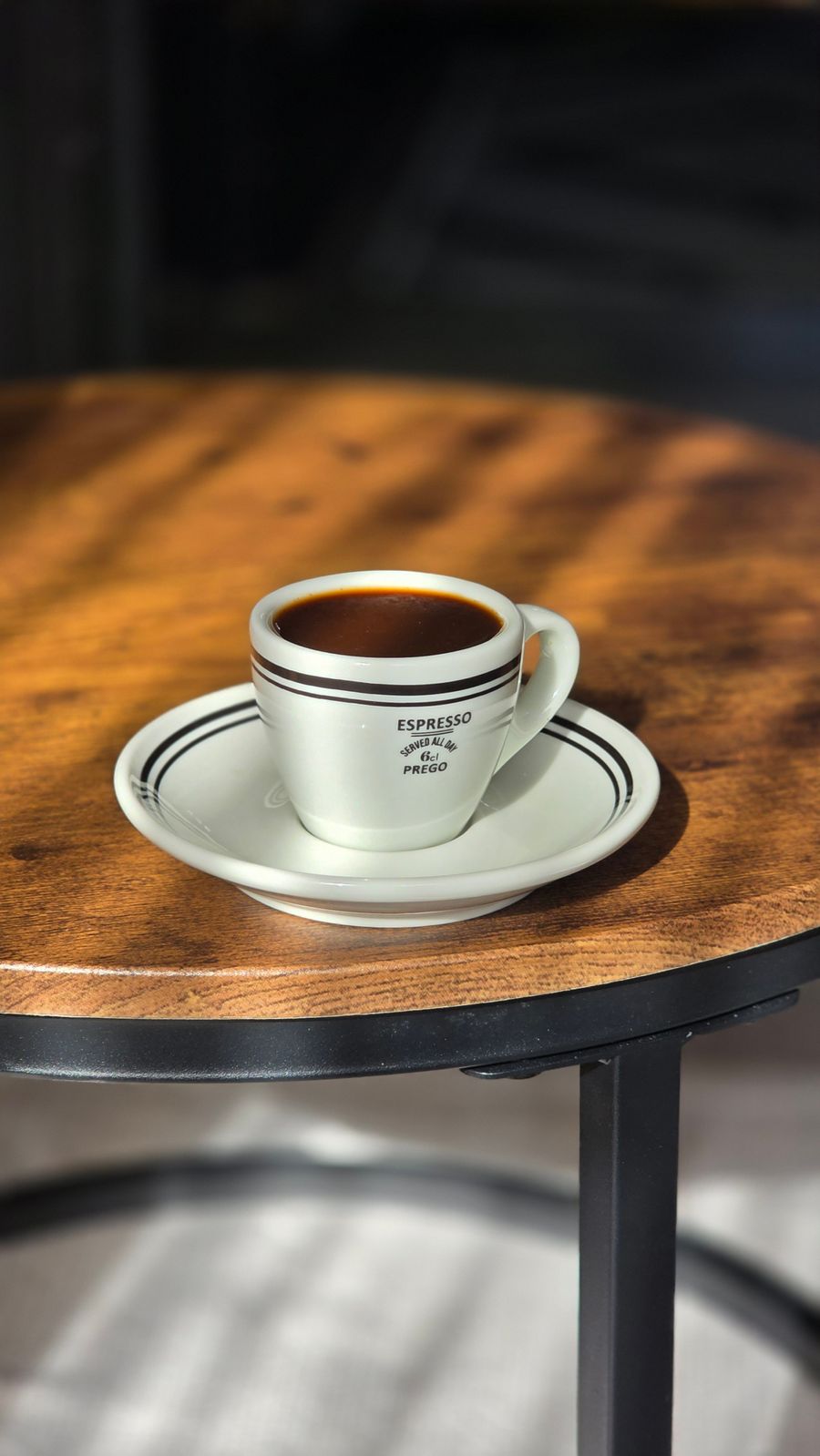 Double shot espresso served in a ceramic cup
