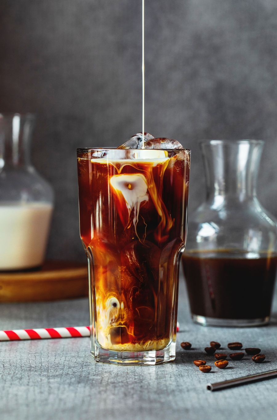 Behind the scenes — pouring iced coffee