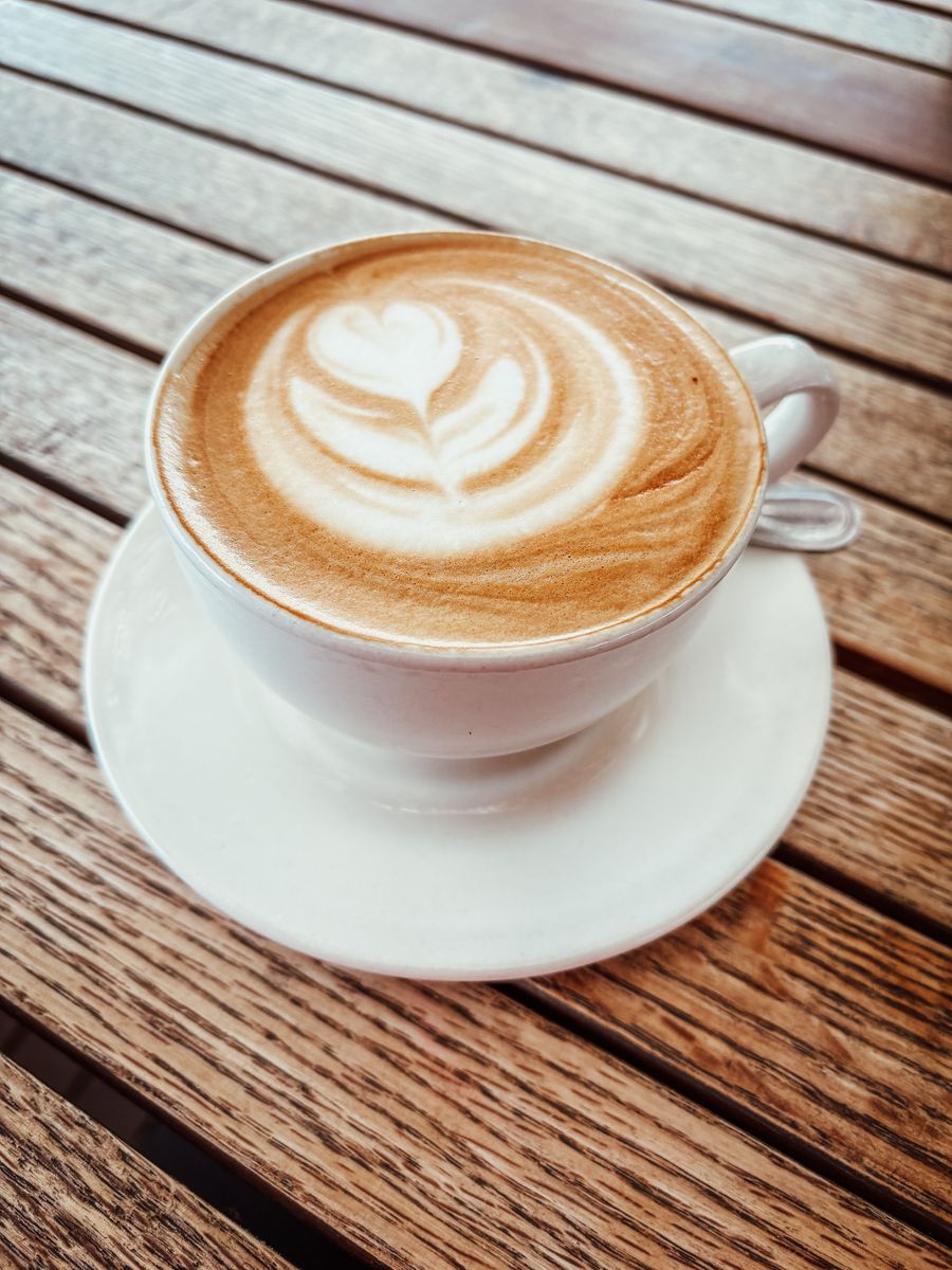 Latte topped with heart latte art